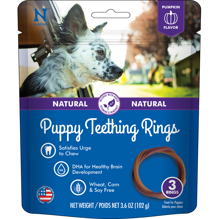 N-Bone Puppy Teething Ring Pumpkin Flavor 3 Pack