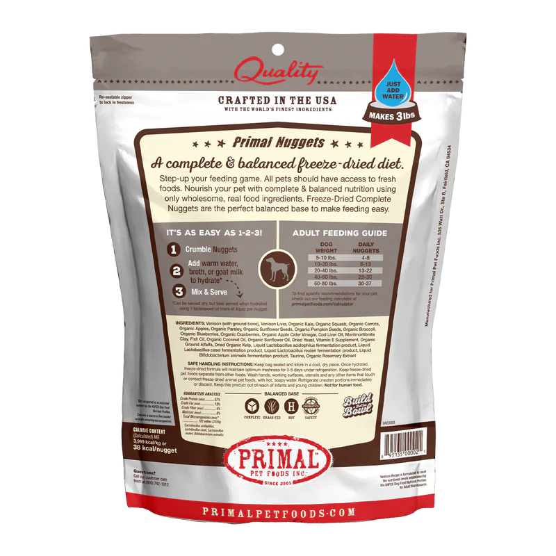 Primal Canine Freeze-Dried Venison Nuggets