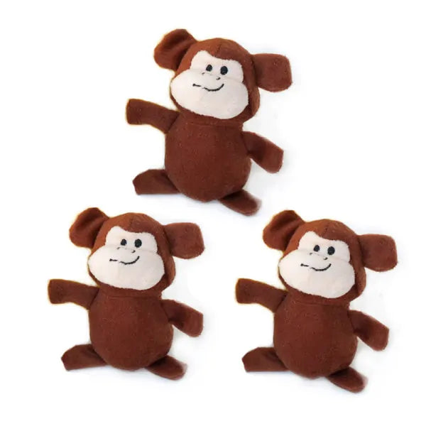 ZippyPaws Miniz 3-Pack Monkeys