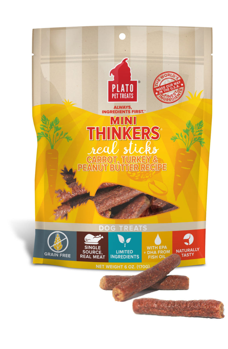 Mini Thinkers Grain Free Carrot, Turkey & Peanut Butter Meat Stick Dog Treats