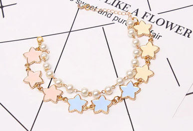 Dog collar with  Pearl and Stars