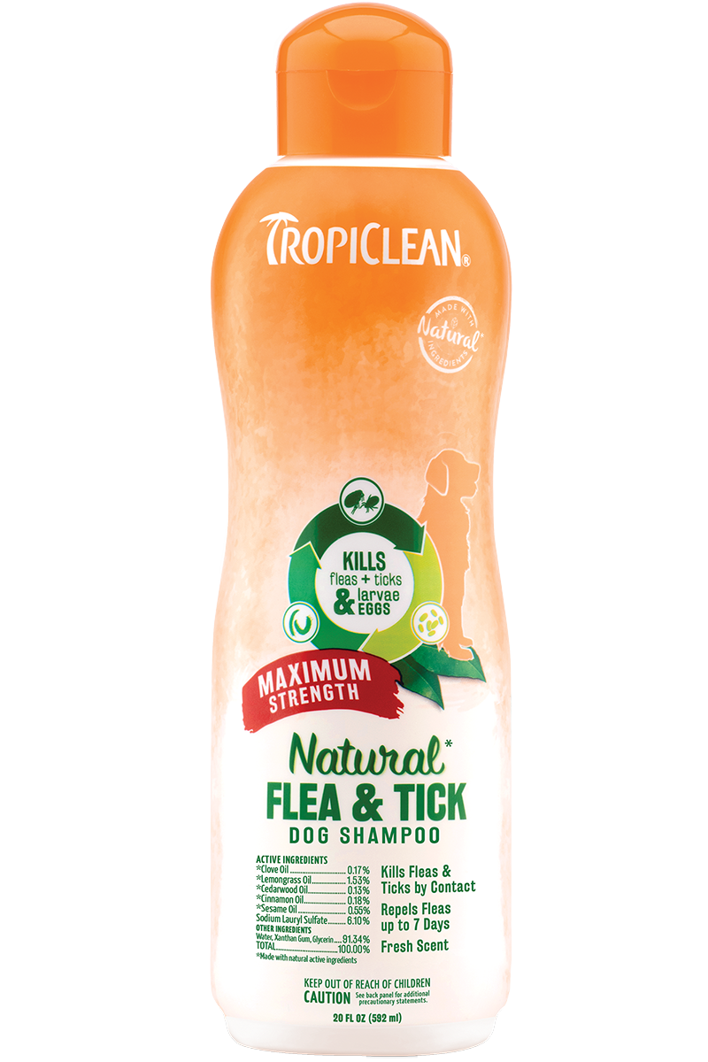 Tropiclean Natural Flea & Tick Shampoo Max Strength 20 oz