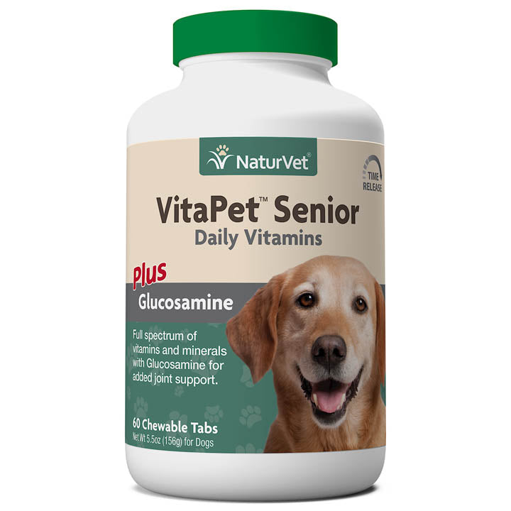 NaturVet VitaPet Senior Plus Glucosamine 60 Chewable Tablets for Dogs