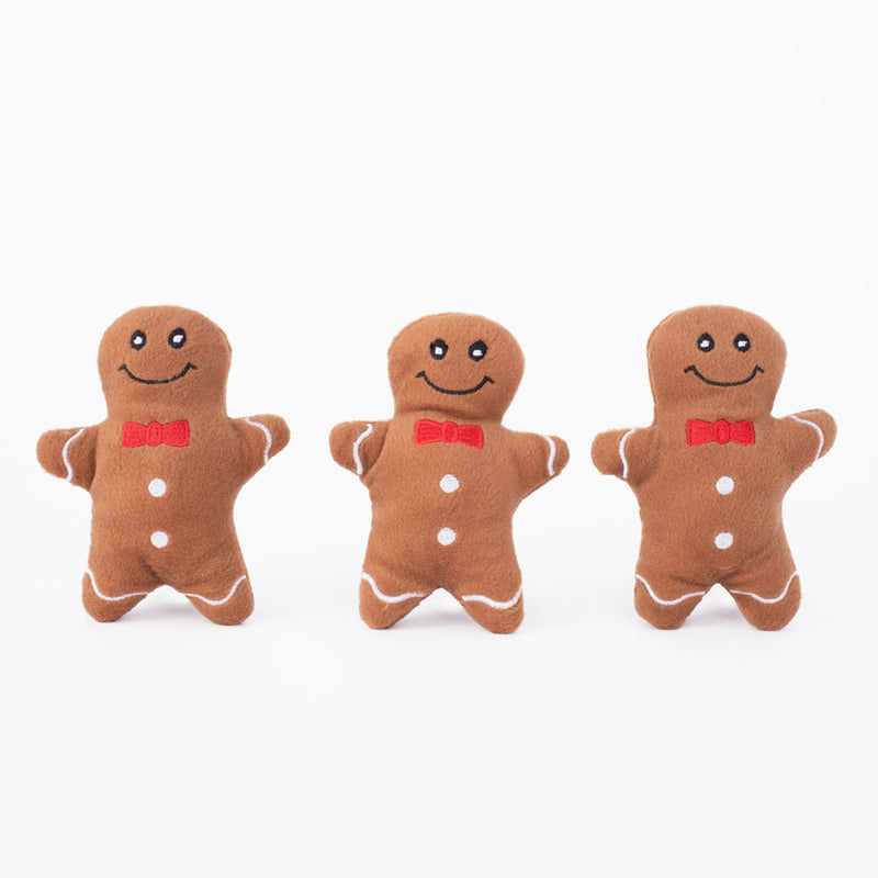 Zippy Paws Holiday Miniz 3-Pack Gingerbread Men