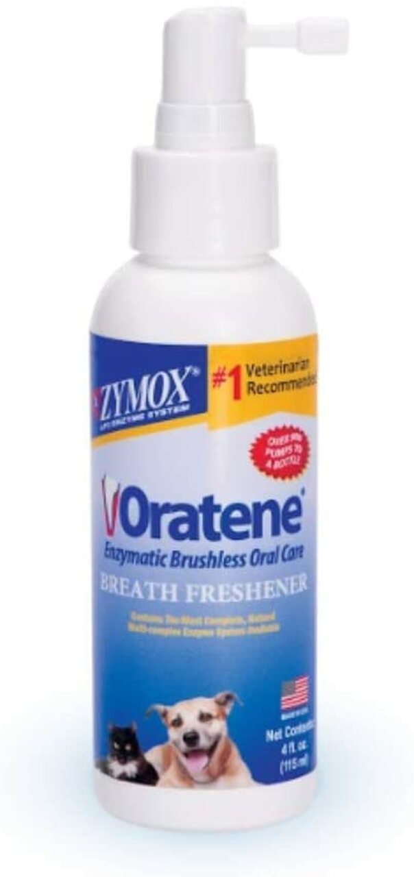 Zymox Oratene Brushless Oral Care Breath Freshener for Dogs and Cats, 4oz