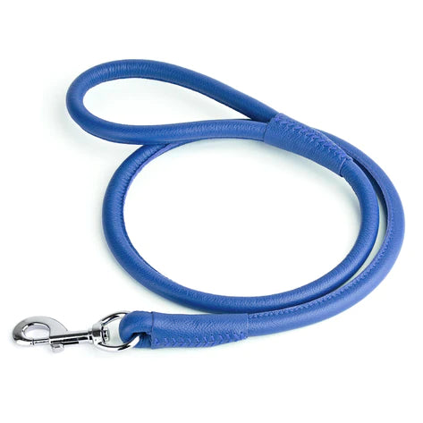 Soft Leather Round Lead - Royal Blue