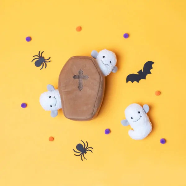 Zippy Paws Halloween Burrow™ - Coffin with Ghosts