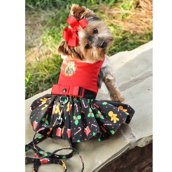 Doggie Design Holiday Dog Harness Dress - Gingerbread