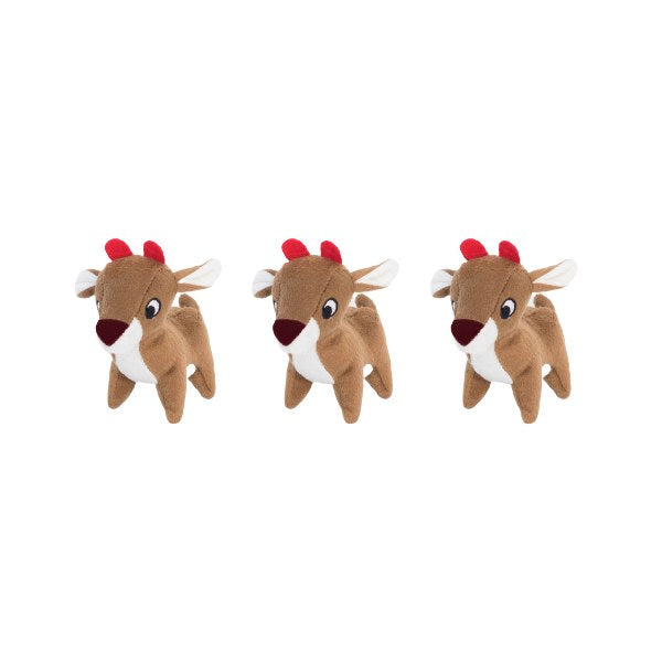 Zippy Paws Holiday Miniz Reindeer, Pack of 3